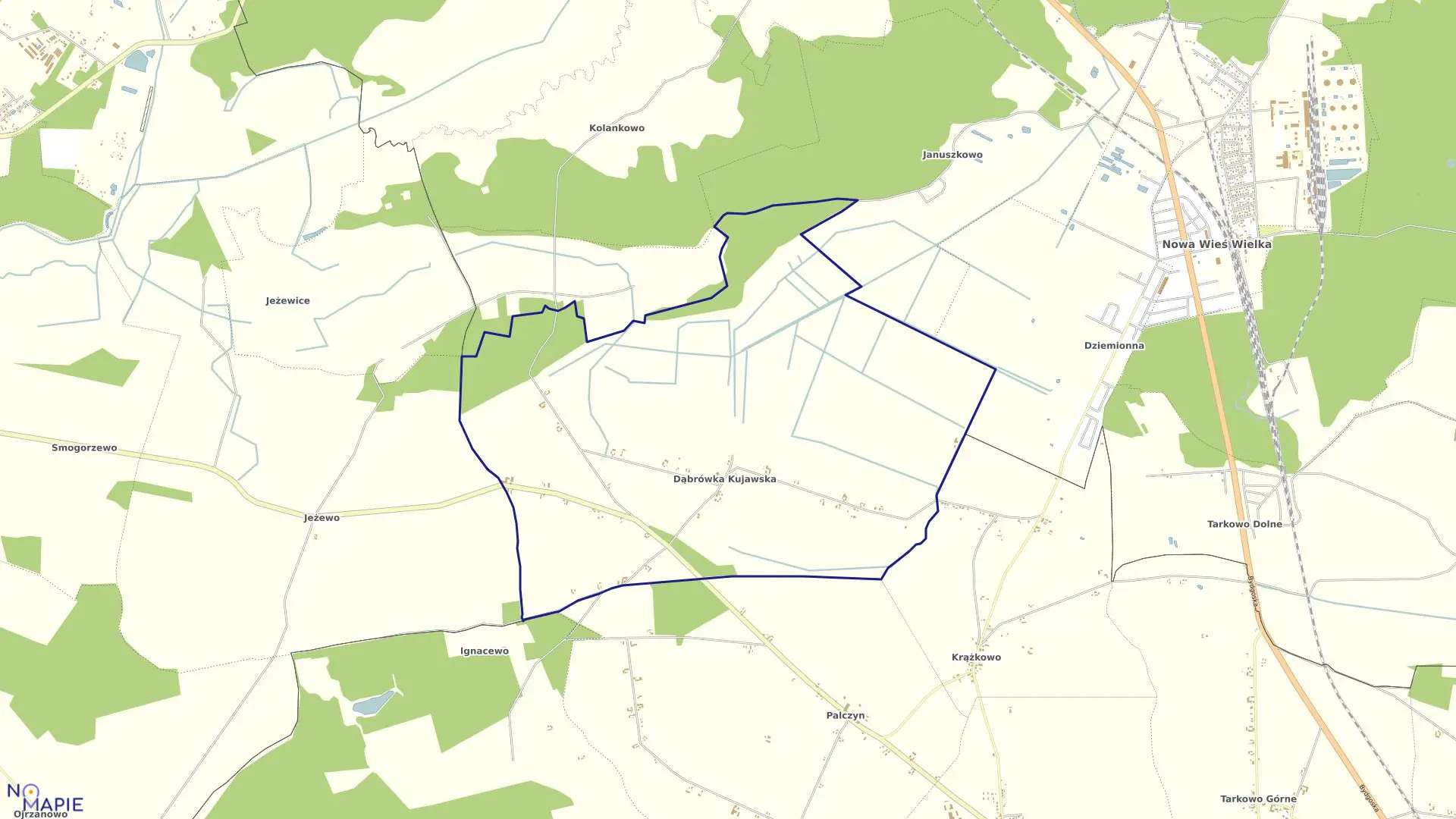 Mapa obrębu Dąbrówka Kujawska w gminie Złotniki Kujawskie