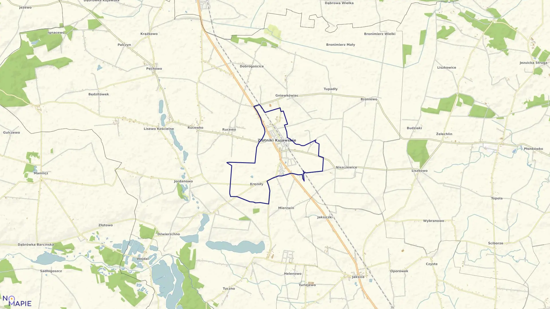 Mapa obrębu Złotniki Kujawskie w gminie Złotniki Kujawskie